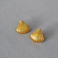 Macro detail of gold-plated shell earrings showing elegant radial metal texture - Antique Matte Gold