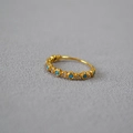 Delicate gold plated brass ring with alternating turquoise and cubic zirconia stones - US 6 / Gold