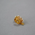 Χρυσό σκουλαρίκι ear cuff με καπιτονέ σχέδιο, ζιργκόν, πέρλες και καρδιά μενταγιόν - Χρυσό