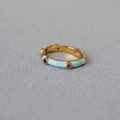 Anello in oro stile bambù con smalto azzurro e accenti di zircone colorato - Aperto Regolabile / Blu