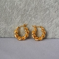 Eleganti orecchini a cerchio in ottone placcato oro con design a treccia per donne chic - Oro