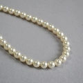 Collier élégant de perles d'imitation crème de style français avec perles rondes brillantes - 10mm