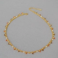Bohemian gold chain necklace with colorful beads and adjustable lobster clasp closure - Multicolor Red White Yellow Blue Beads (Style 1)