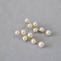 Elegant gold-plated branch earrings with white pearls and minimalist 925 silver needles - Gold Gypsophila Style