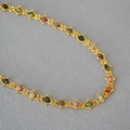 French vintage brass gold plated chain necklace with colorful tourmaline gemstone beads - Necklace