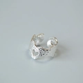 Vintage gold plated brass open ring with textured lava finish and heart cutout - Silver