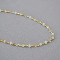 Minimalist handmade necklace with light blue crystal beads and gold-plated brass accents - Handcrafted Beaded (MYN0285-GD)