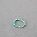 Amazonite beaded stretch ring with colorful tourmaline and silver metal spacers - Amazonite with Silver Spacers