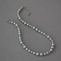 Silver grey gradient faux pearl necklace with adjustable metal lobster clasp chain - Silver Grey Necklace