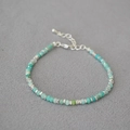 Bracciale artigianale in amazzonite con tormalina e perle da donna per l'estate - Amazonite con Distanziatori Argentati