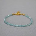 Minimalist faceted light blue gemstone beaded bracelet with adjustable gold clasp - Aquamarine Style