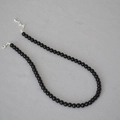 Elegant black agate bead necklace with adjustable silver lobster clasp for women - 6mm