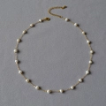 French style baroque pearl necklace with gold plated brass chain for elegant women - Gold (MYN0340-GD)