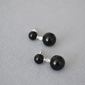 Orecchini a perno in argento 925 con sfere di onice nero e design a doppia sfera - Agata Nera (MYE0715-SP-H)
