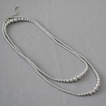 Elegant double-layered gray faux pearl necklace with gradient bead sizes and lobster clasp - Silver Gray Pearl