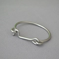 Bracciale rigido minimalista in ottone placcato oro con linea geometrica ovale da donna - Oro Bianco Vintage