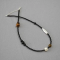 Collier rétro perlé avec onyx noire pierres d'oeil de tigre et perles baroques - Style d'Épissage de Perle d'Agate Noire Oeil de Tigre (MYN0398-SP)