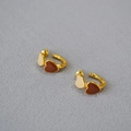 Pendientes de corazón vintage con textura de lava dorada y esmalte marrón estilo retro - Multicolor