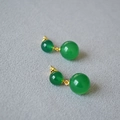 Orecchini a goccia in agata verde dal design francese con finiture dorate e ago in argento - Verde