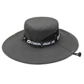 Détails des panneaux latéraux en maille et des coutures du bord large du chapeau - Taille Unique 58cm / gris foncé