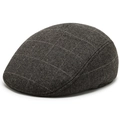 Casquette plate à carreaux gris foncé pour homme avec cache-oreilles pour l'hiver - Moyen 58cm / Grands Carreaux Gris Foncé