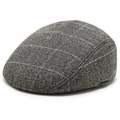 Béret plat à carreaux gris pour homme avec texture en laine et protection d'oreilles - Moyen 58cm / Grands Carreaux Gris Clair