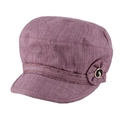 Detail of mauve fashion hat showing fabric texture and a side floral decoration - Light Red