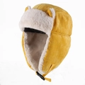 Bonnet aviateur en velours côtelé jaune avec cache-oreilles et doublure polaire - Taille Unique 58cm / Jaune (Velours Côtelé)