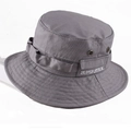 Cappello da sole grigio outdoor a tesa larga con fori metallici e ricamo SUPERSTICK su bianco - Taglia Unica 58cm / Grigio