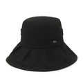 Women's black sun hat with breathable folding design and silver metal logo detail - One Size 58cm / Black
