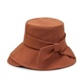 Terracotta summer bucket hat for women with large bow detail and wavy sun brim - 56-58cm / Orange