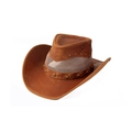 Cappello da cowboy in pelle marrone con rete traspirante e dettagli di rivetti in metallo - Taglia Unica 58cm / Cowboy con Rete