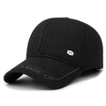 Black winter wool blend baseball cap with ear protection and classic embroidery for men - Adjustable 56-59cm / Gray