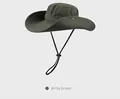 Army green wide brim sun hat with adjustable drawstring and foldable side buttons - One Size 58-59cm / Army Green