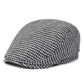 Casquette plate classique pour hommes avec motif pied-de-poule noir et blanc rétro chic - Taille unique / Pied-de-poule noir et blanc