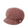 Elegante rode tweed pet voor dames met bloemdetail en een imitatieparel - Verstelbaar 56-59cm / Rood