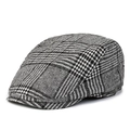 Béret classique pour hommes à carreaux noirs et blancs style rétro britannique élégant - Taille unique / Carreaux Noir et Blanc