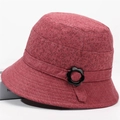 Elegant brick red floral cloche bucket hat with black floral buckle for women - Light Red with Decorative Buckle