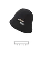 Détails du chapeau bob en peluche noire avec écusson décoratif en cuir MORE élégant - Taille Unique 58cm / Noir