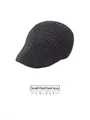 Détail d'une casquette gavroche gris foncé à petits carreaux avec texture pied-de-poule - Taille Unique 58cm / Micro-carreaux gris foncé