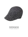 Détail du tissu à carreaux pied-de-poule gris clair sur le béret de style anglais - Taille Unique 58cm / Micro-carreaux gris clair