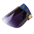 Détail de visière solaire camouflage bleu avec écran facial dégradé violet et molette - Taille unique / Camouflage Bleu Royal