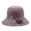 Women's sun hat with daisy pattern and floral detail in lotus root pink color - One Size 58cm / Purple