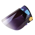 Détail du bouton de réglage tournesol doré sur une visière de protection UV violette - Taille unique / Camouflage Bleu Vert