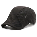 Men's breathable mesh flat cap in black with sports embroidery for elderly fathers - Adjustable 56-59cm / Black