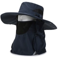 Dettaglio della maschera in rete traspirante e della protezione per il collo del cappello - Taglia Unica 58cm / Blu