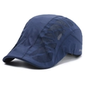 Men's navy blue breathable mesh flat cap with SPORT embroidery for seniors - Adjustable 56-59cm / Dark Blue