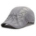 Grey breathable mesh flat cap for elderly men with sports branding and sun protection - Adjustable 56-59cm / Gray