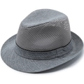 Men's breathable grey fedora jazz hat with mesh design for summer sun protection - Gray