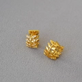 Goldene Olivenblatt-Creolen mit Zirkonia-Mikropavé-Kristallen für Damen im modernen Design - Gold Olivenblatt Stil
